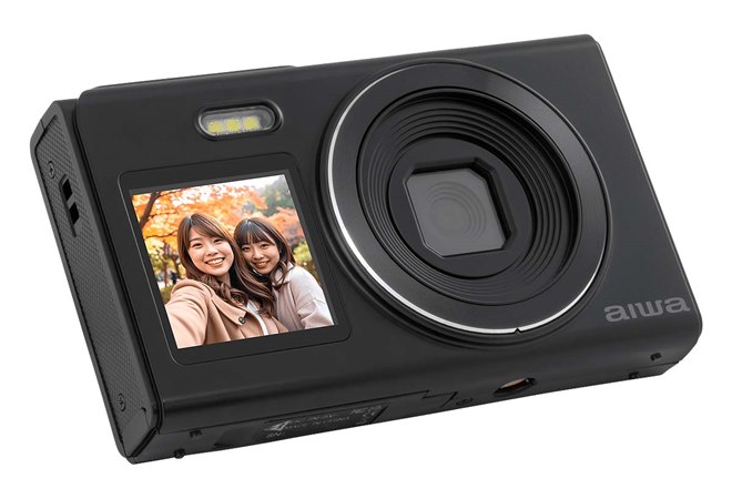 10,800円、自撮りに便利な1.5型フロント液晶を搭載したコンデジ「aiwa