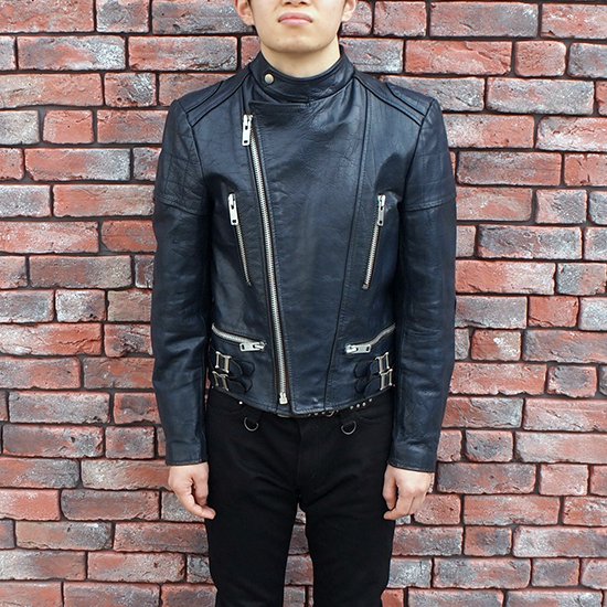 ウルフレザー ライダース 80年代 英国製 ヴィンテージ ネイビー ロンジャン