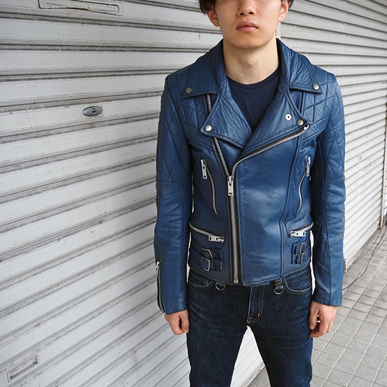 ロンジャン ブルー 英国製 ヴィンテージ リアルレザー イギリス