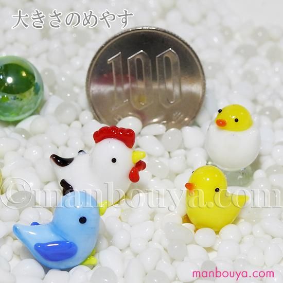 小鳥 雑貨 ガラス細工 ミニチュア グラススクエア ことり ライトブルー