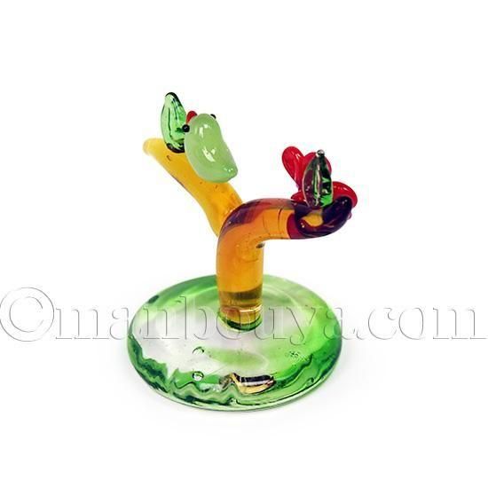 ミニチュア ガラス細工 梅の花 鶯 新春 飾り オーナメント 梅と