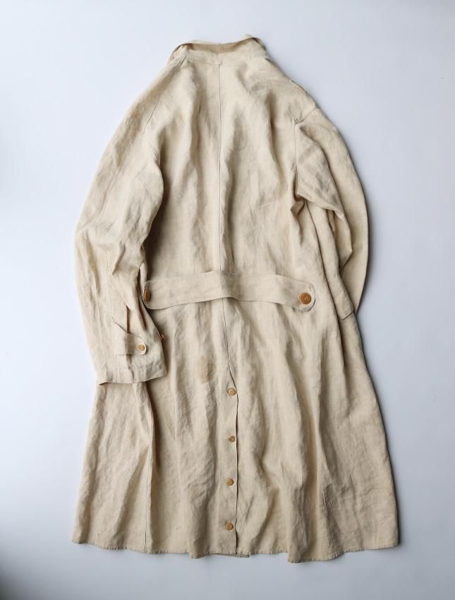 1920s UNKNOWN DOUBLE BREAST LINEN DUSTER COAT SIZE ML - MATIN