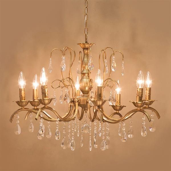 クリスタルガラスシャンデリア8灯「FIONA フィオナ」・ゴールド（φ700