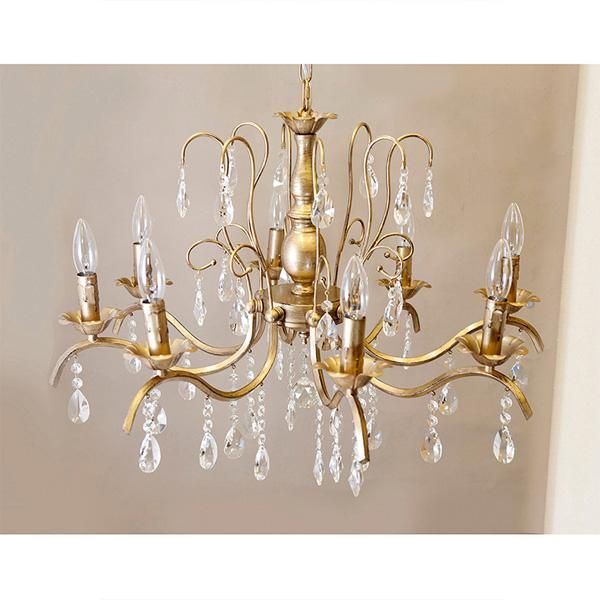 クリスタルガラスシャンデリア8灯「FIONA フィオナ」・ゴールド（φ700