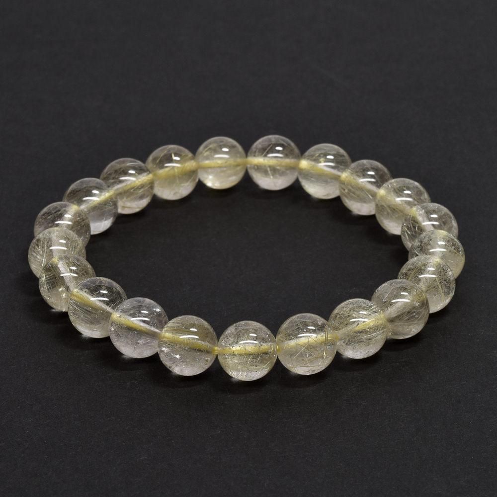 ゴールドルチルクォーツ ブレスレット 9mm #QE098 - プレミアム天然石