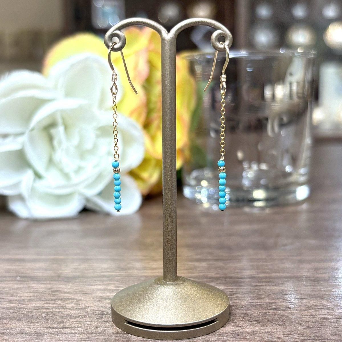 天然石ピアス（ターコイズ）#QL028 - プレミアム天然石専門店 premium