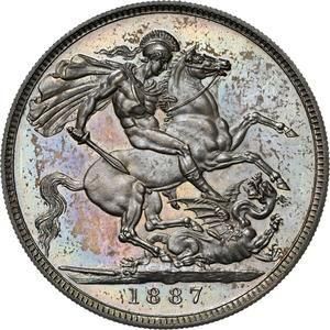 イギリス 1887 ビクトリア ジュビリーヘッド クラウン 銀貨 PF64CAMEO