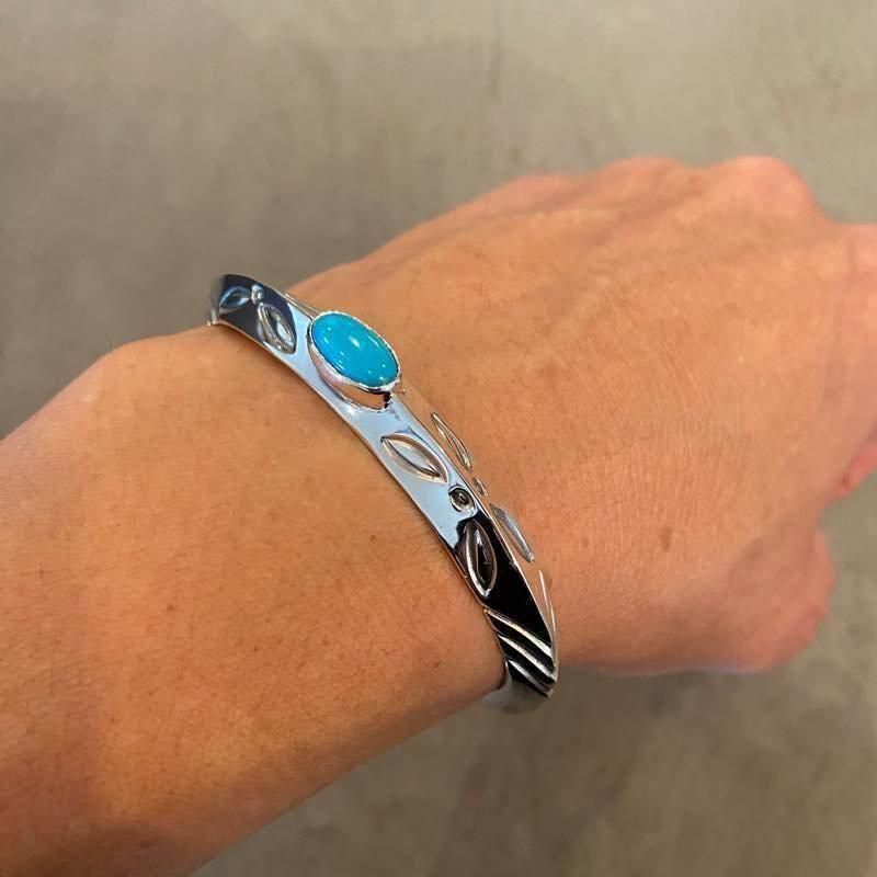 TRIANGLE TAPERED END BRACELET (TURQUOISE) (BR-0108) | LARRY SMITH