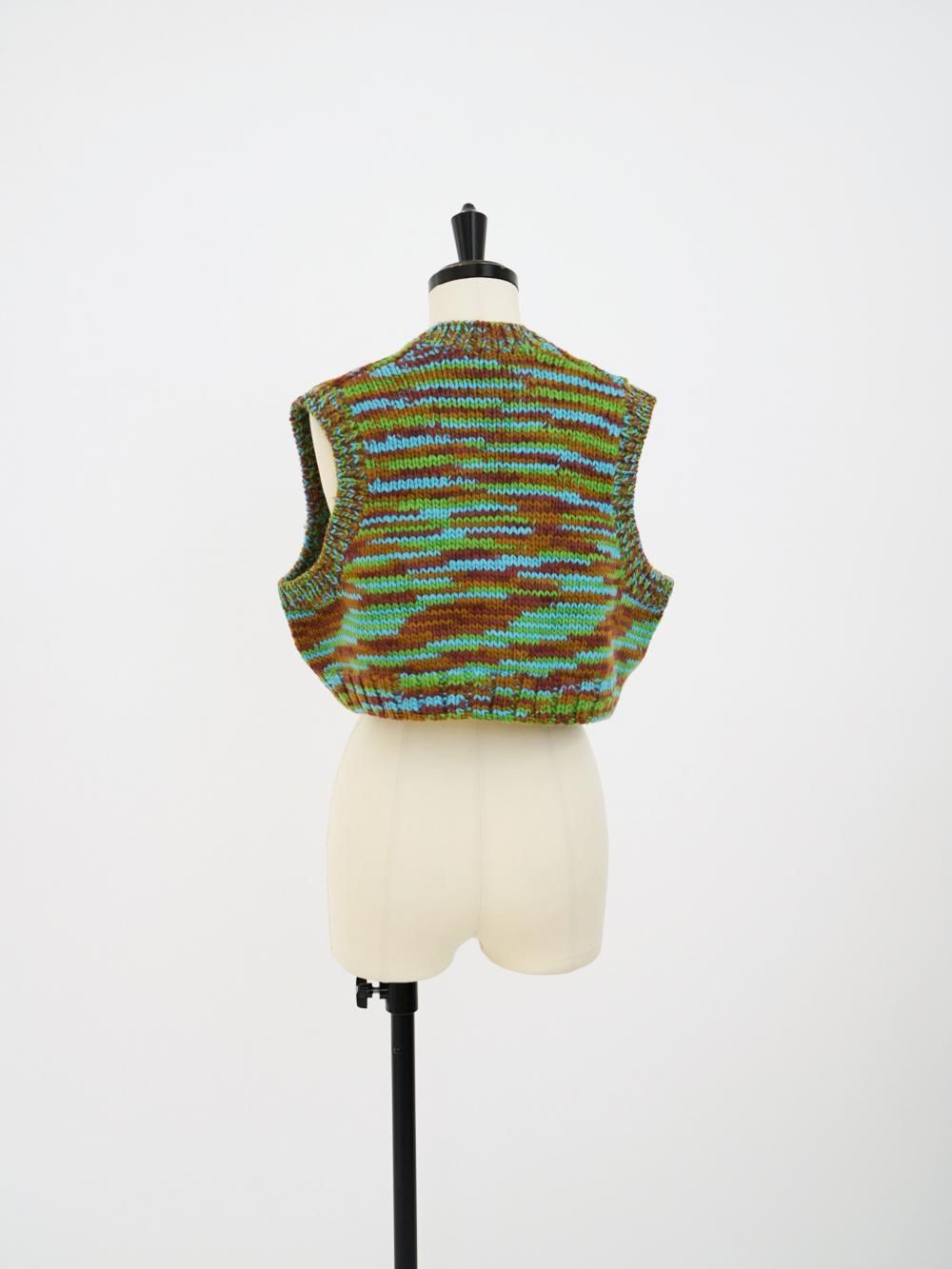 JUNMIKAMI 段染めハンドニットベスト / BLUE - n e p