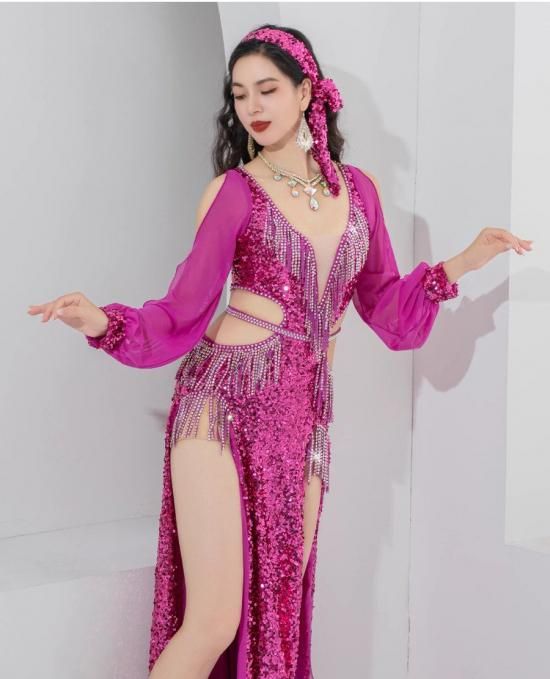 コーラルピンク ベリーダンス セットアップ ベリーダンス セットアップ