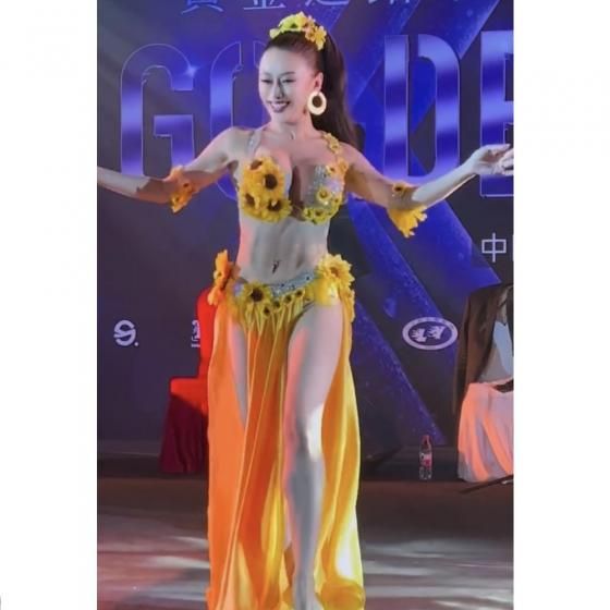 オリエンタルオーダー衣装 ひまわりモチーフ イエロー&シルバー lw2591