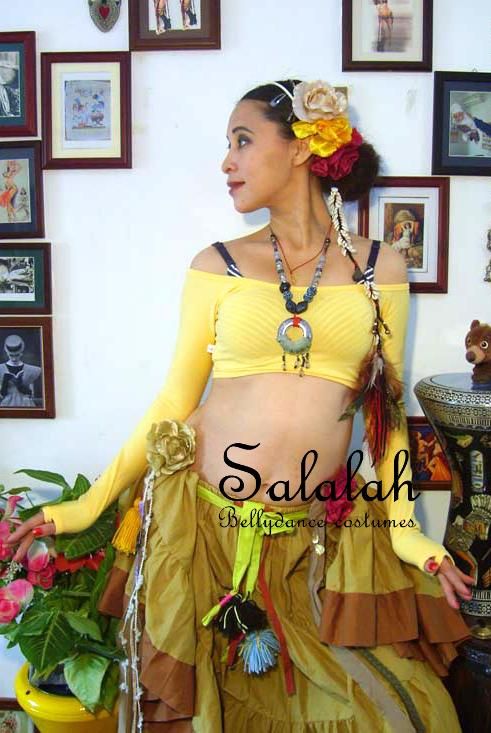 長袖紐なしジプシーチョリ イエロー「高品質 レッスンウエア レッスン