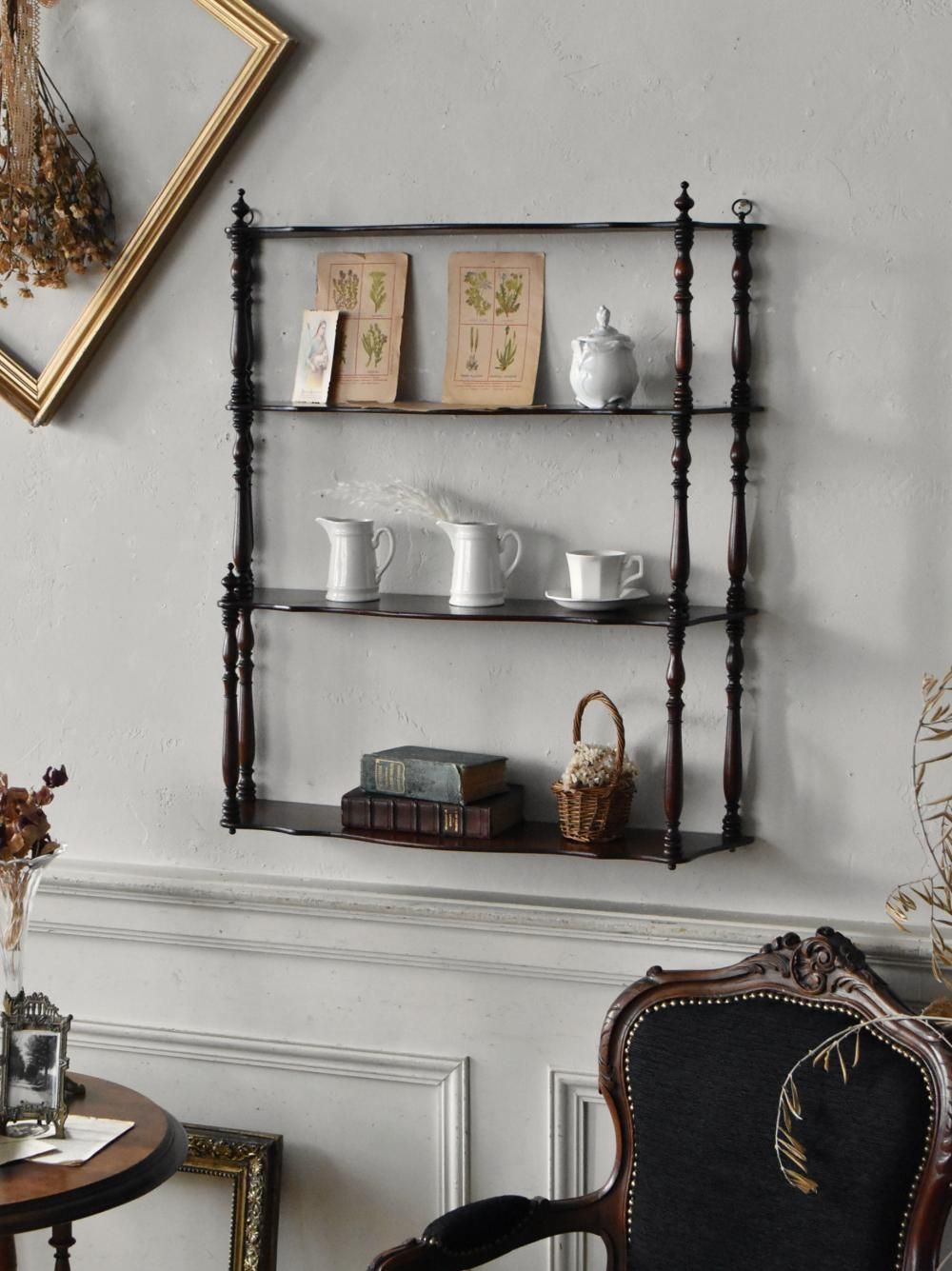 フランスアンティーク家具 4段ウォールシェルフ.7 アンティークシェルフ