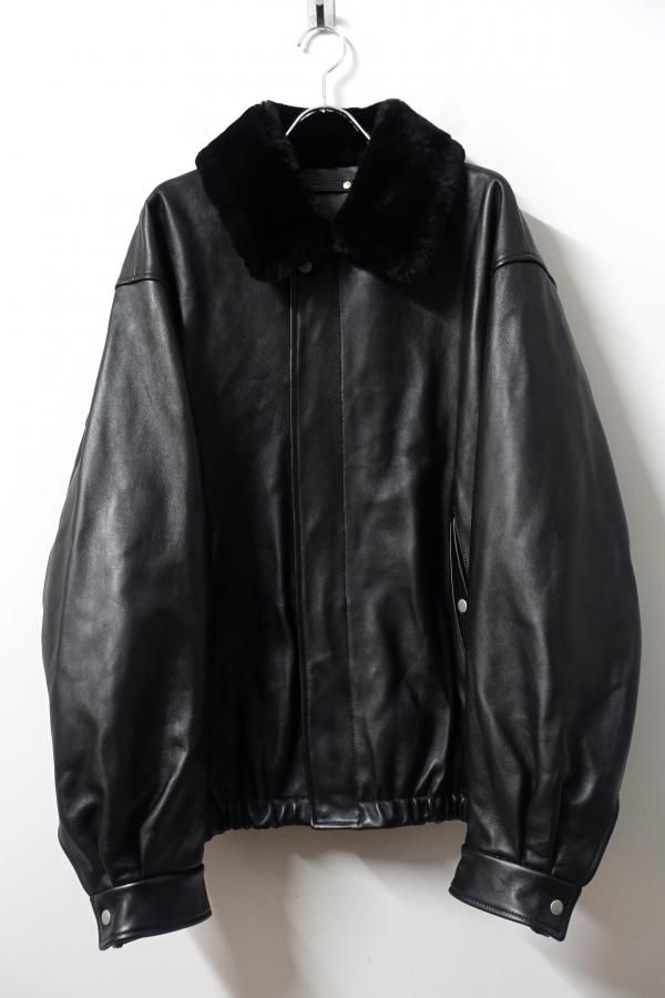 ssstein(シュタイン)/MOUTON COLLAR SHEEP LEATHER ZIP JACKET/BLACK