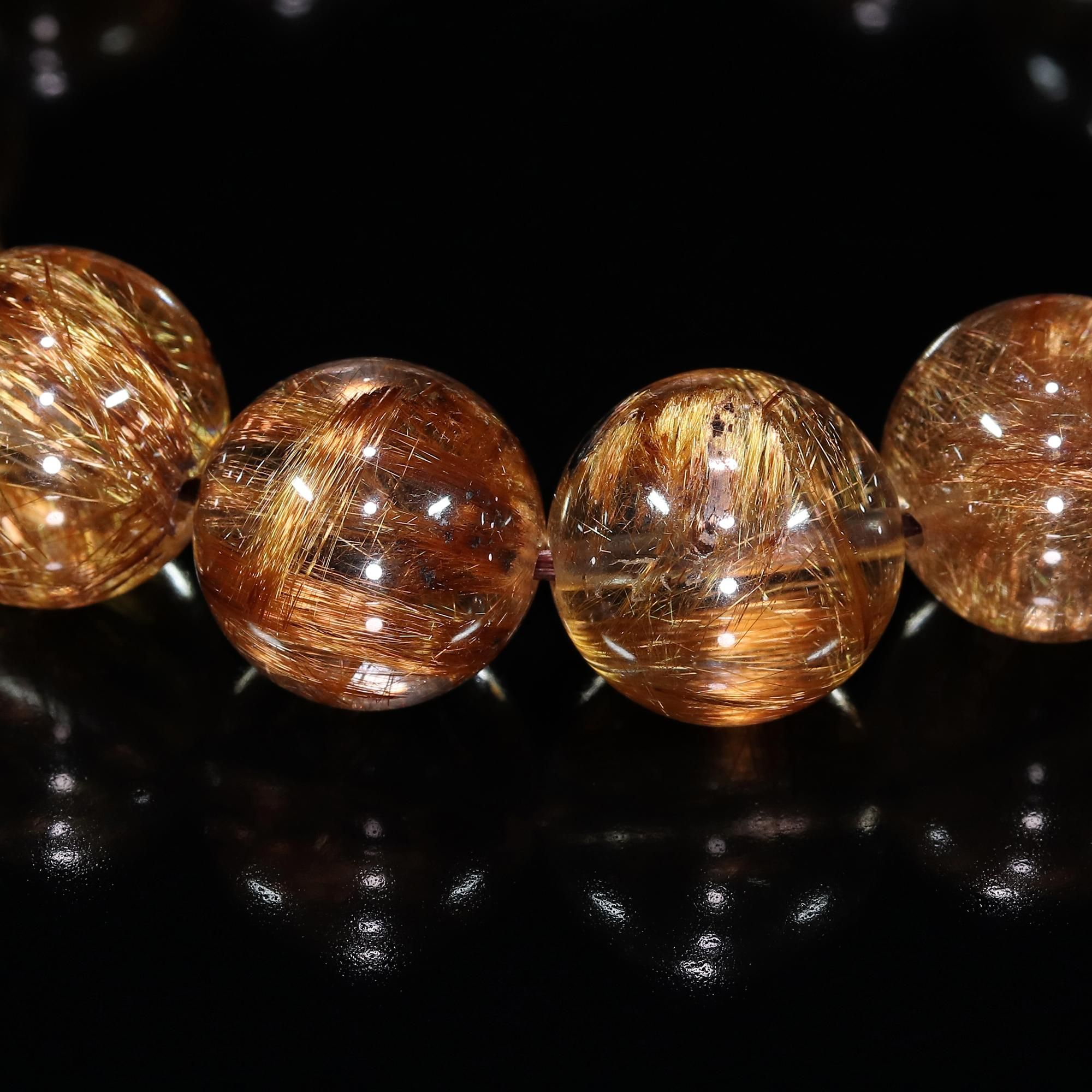 高品質】タイチンタイガールチルクォーツ 14mm～14.5mm玉 ブレスレット