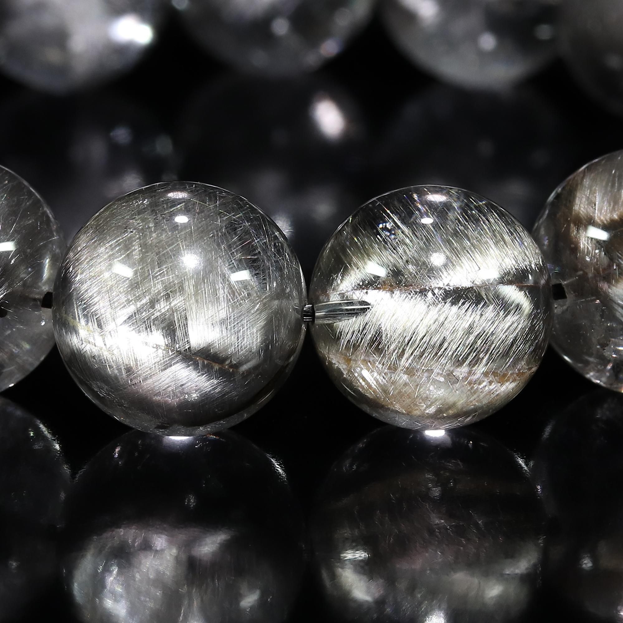 プレミアムプラチナルチルクォーツ 14.5mm～15mm玉 ブレスレット(型番