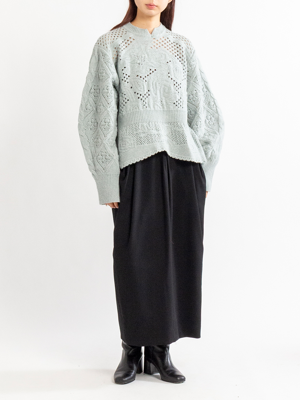 Multi Pattern Low Gauge Knitted Top-マルチパターンローゲージニット