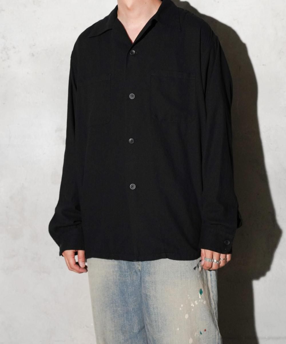 TOWNCRAFT / 50S BLACK LOOP COLLAR SHIRT -LIGHT COTTON NEL-