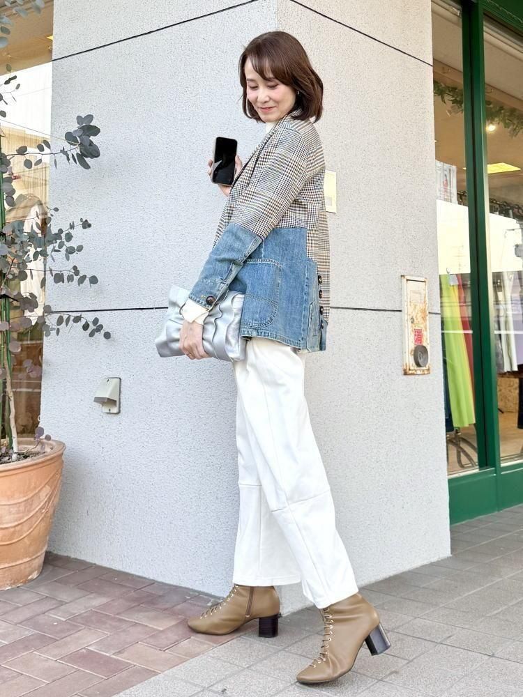 MICALLE MICALLE(ミカーレミカーレ)デニムxグレンチェック柄リメイク