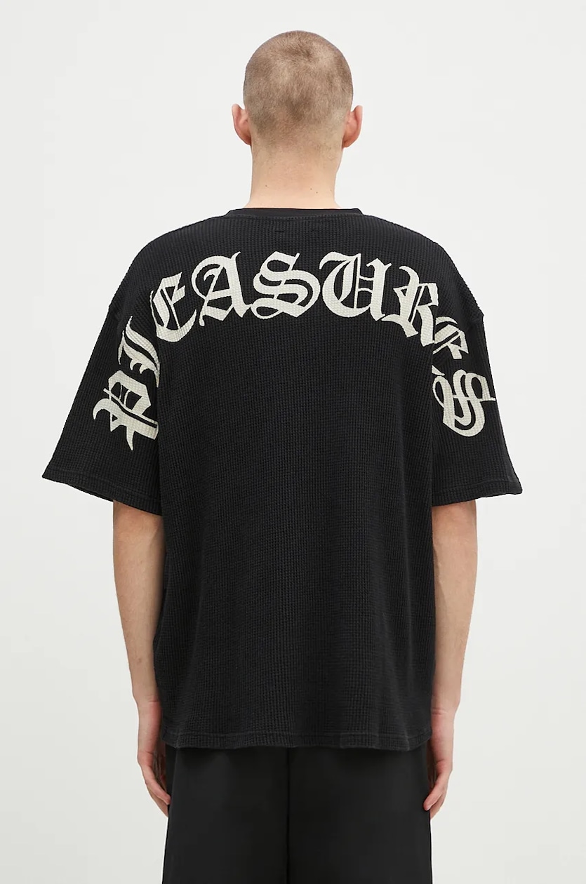 PLEASURES cotton t-shirt Neural Thermal Shirt men's black color