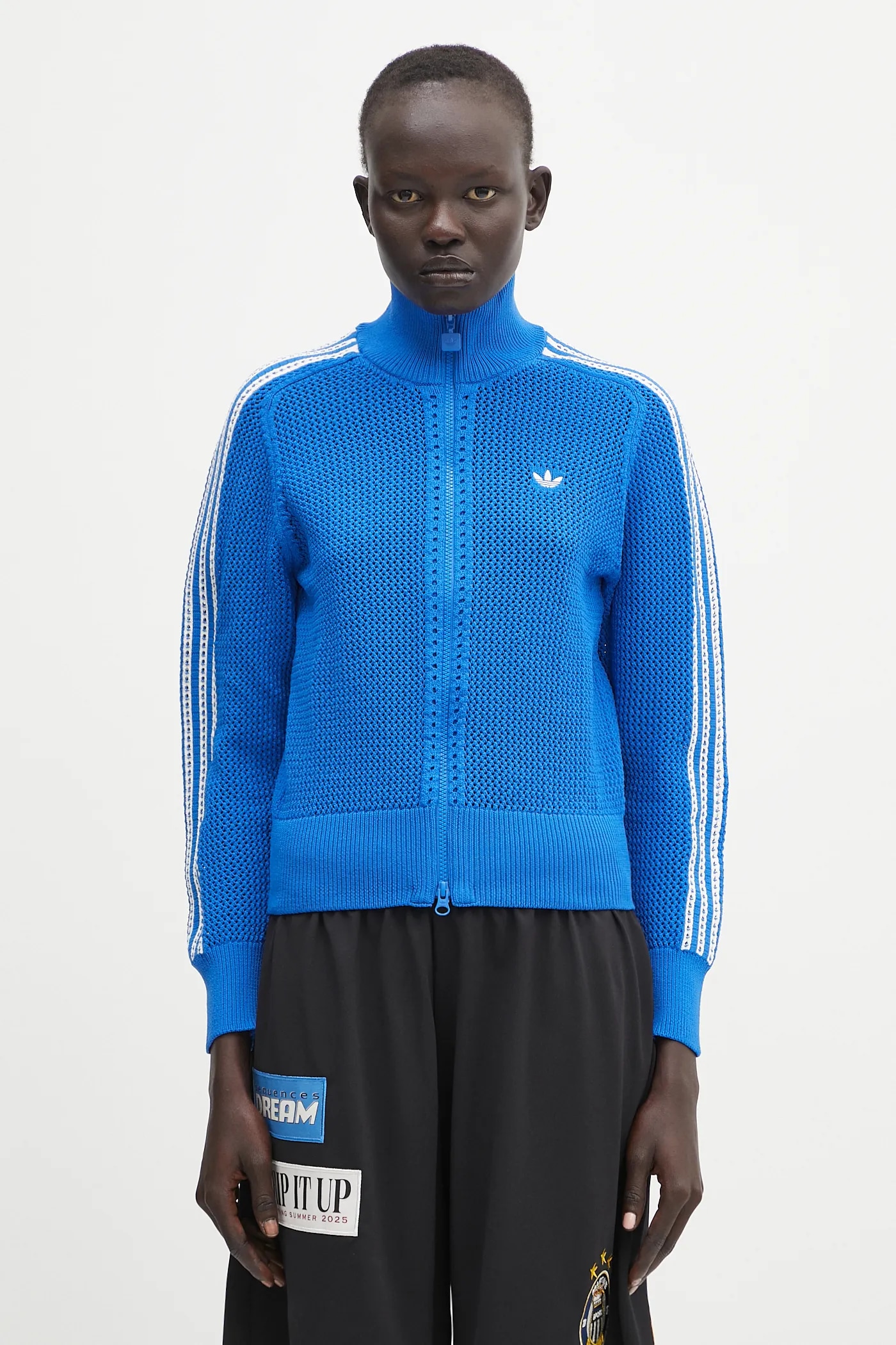 adidas Originals sweatshirt Crochet Tracktop blue color patterned