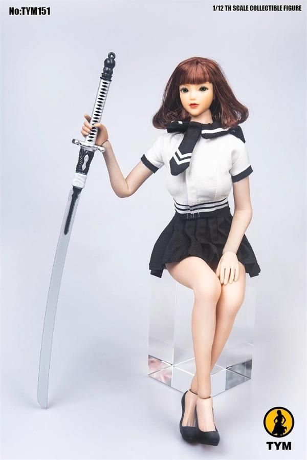 送料無料 1/6 TYM151 セクシー美人JK女子高生 セーラー服と靴と武器