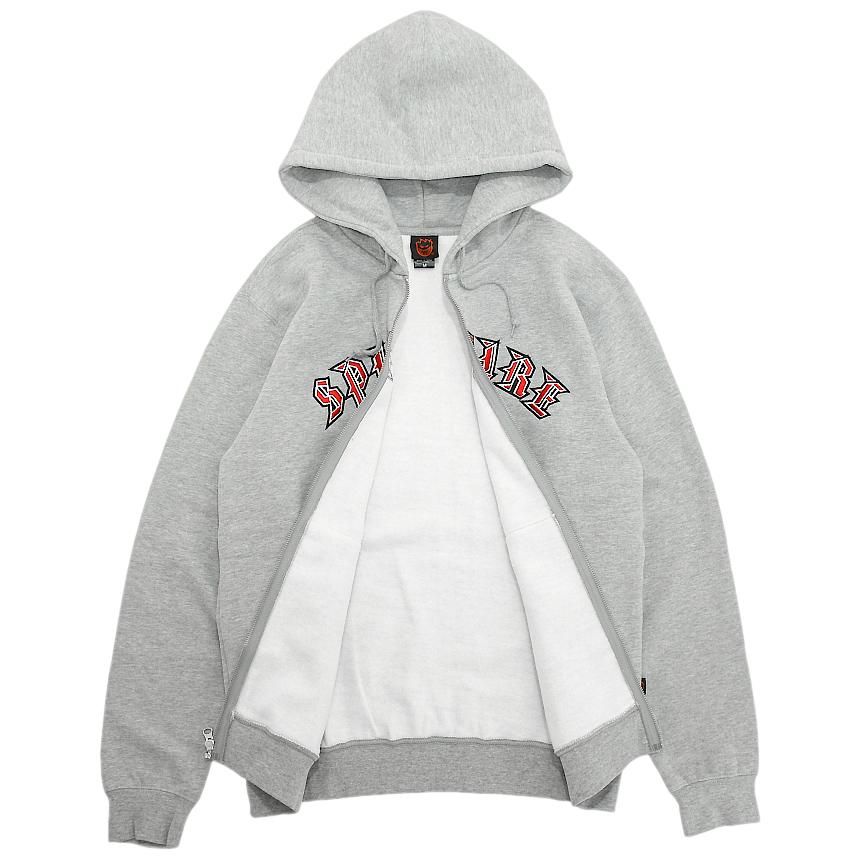 SPITFIRE OLD E EMBROIDERY ZIP HOODIE / HEATHER GREY (スピット