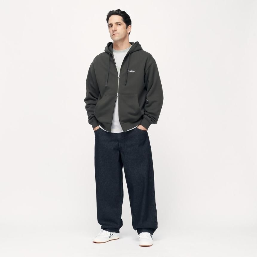 Dime Cursive Small Logo Zip Hoodie / Vintage Black (ダイム ジップ