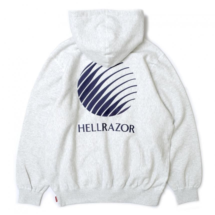 HELLRAZOR LOGO EMB FULL ZIP HOODIE / ASH/NAVY (ヘルレイザー ジップ