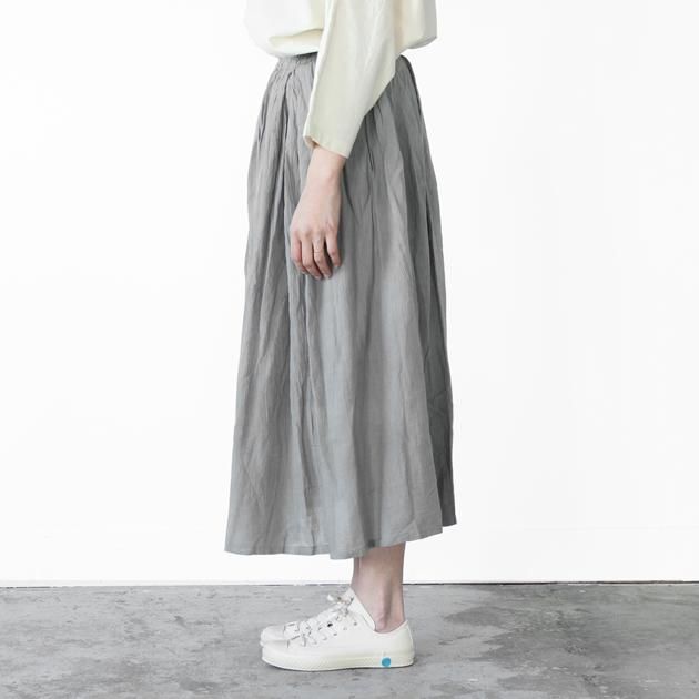 ヂェン先生の日常着｜薄地ロングスカート ライトグレー - ファッション