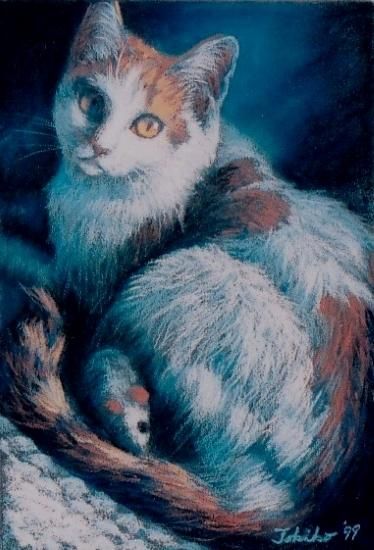 ペット遺影原画とメッセージ（四つ切サイズ向き） - Pastel de Neko!