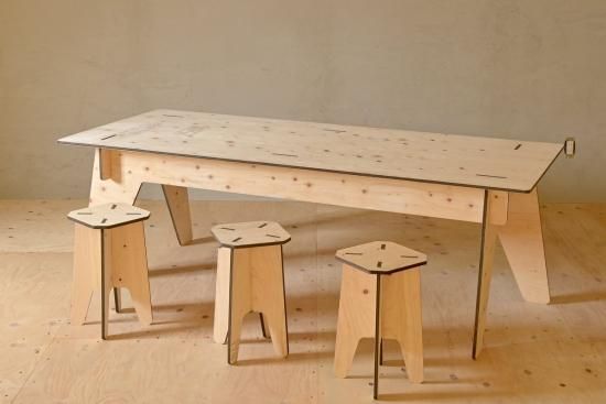 テーブルセット | 自宅パーティーやキャンプに最適！ - 合板家具