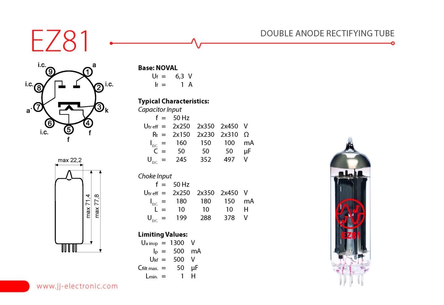 JJ EZ81 (6CA4) - テクソル オンラインショップ | 高品質真空管