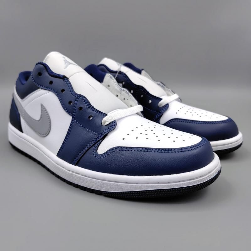 エア ジョーダン 1 ロー 553558-141 ホワイト/ネイビー/グレー