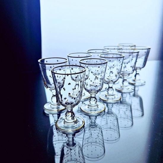 金彩オールドバカラ 星柄のリキュールペアグラス【19世紀後半