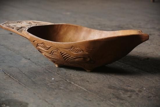 貝澤守幸作 アイヌ民具 ニマ（深鉢）