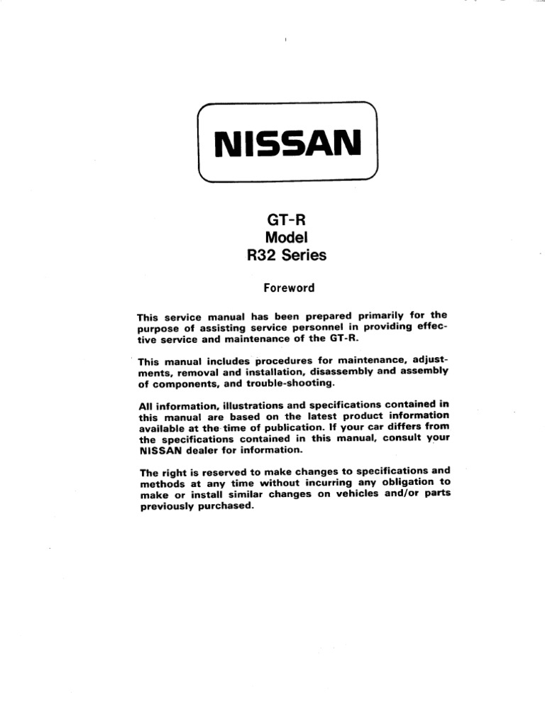 GTR R32 Service Manual | PDF