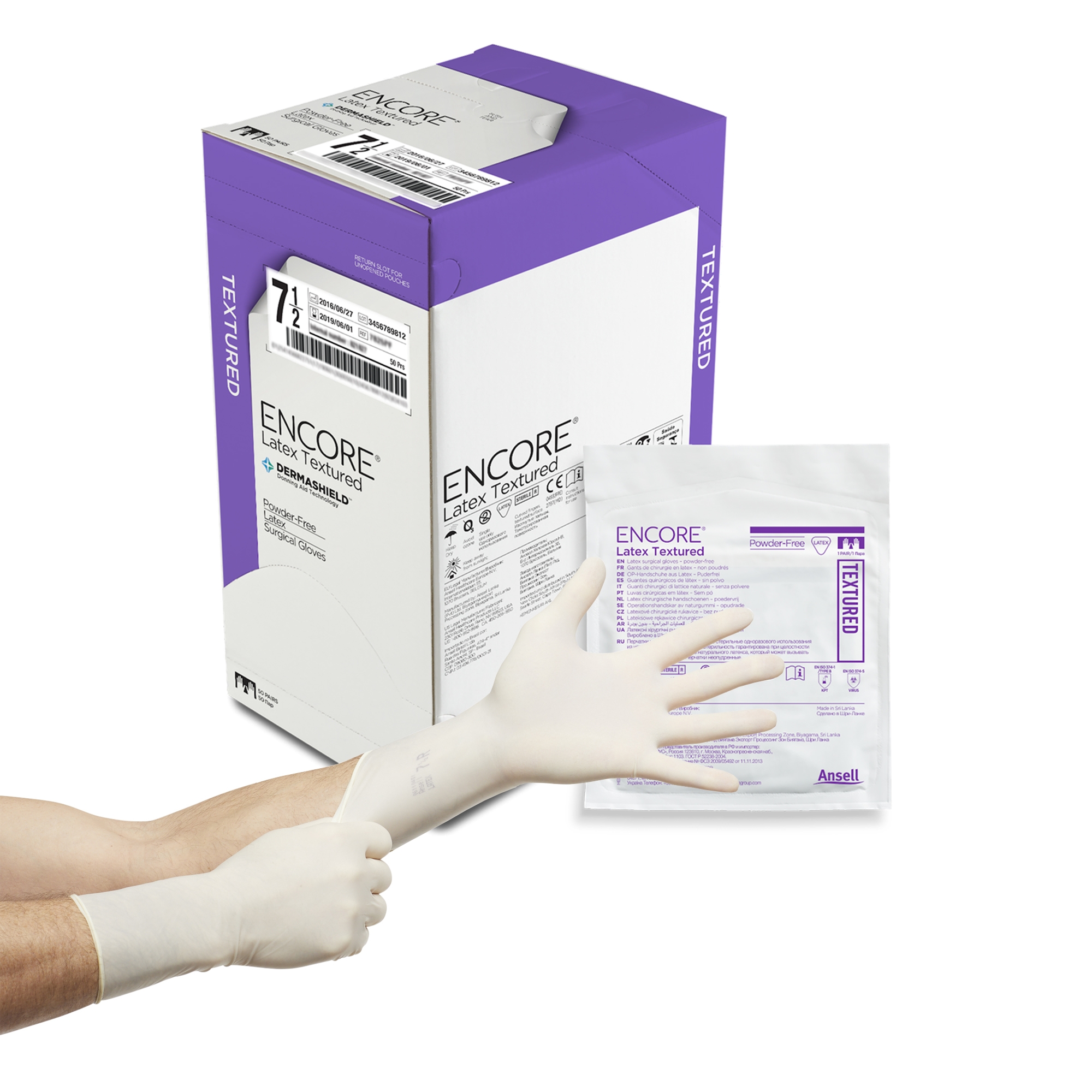 Surgical Glove ENCORE® Latex Textured Size 7.5 - McKesson