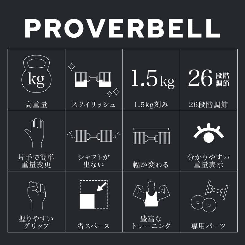 プロバーベル 41.5kg 1.5kg刻み シルバー 1個 PROVERBELL ダンベル