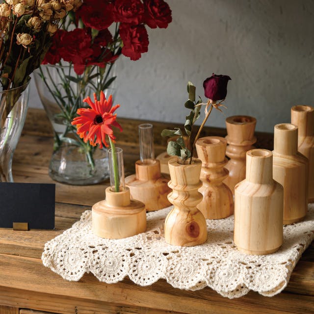 ヘッズ 雑貨－フラワーベース 直径65(35)×H135mm 2個 HEADS WOD-FB3