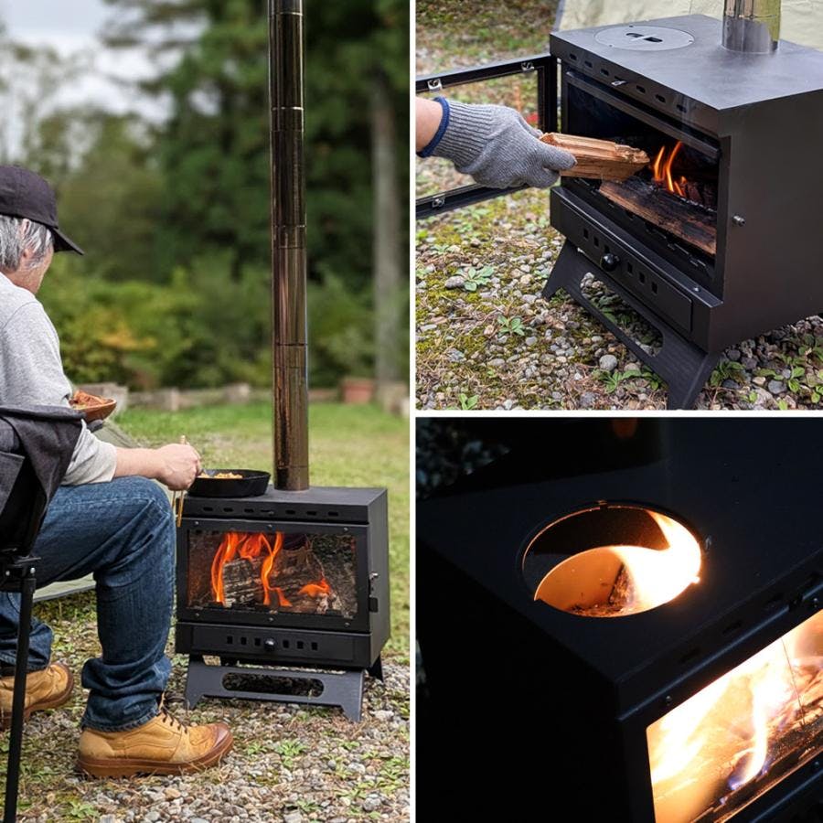 LandField ワイドウィンドウ付きハンディー型薪ストーブ LF-HOS030