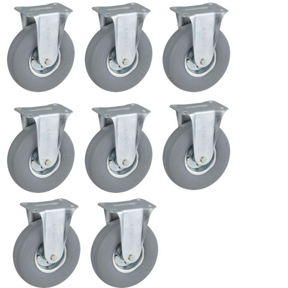 HLK 6 1/2X2-3 PU 台車用ノーパンクタイヤ固定キャスター ウカイ 8個