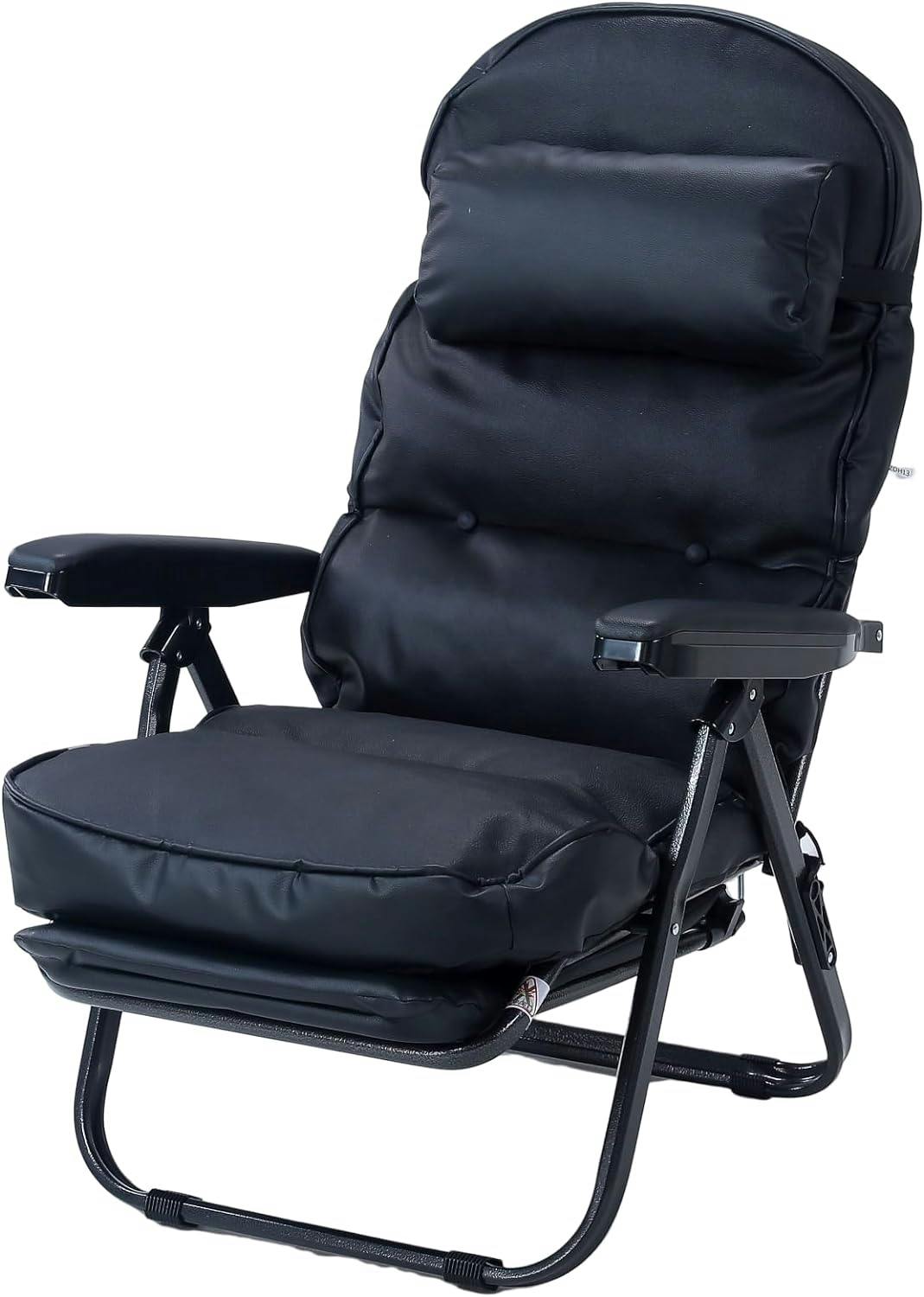 タック Vita 本革スライド式リクライニングチェア ブラック TAN-267 本