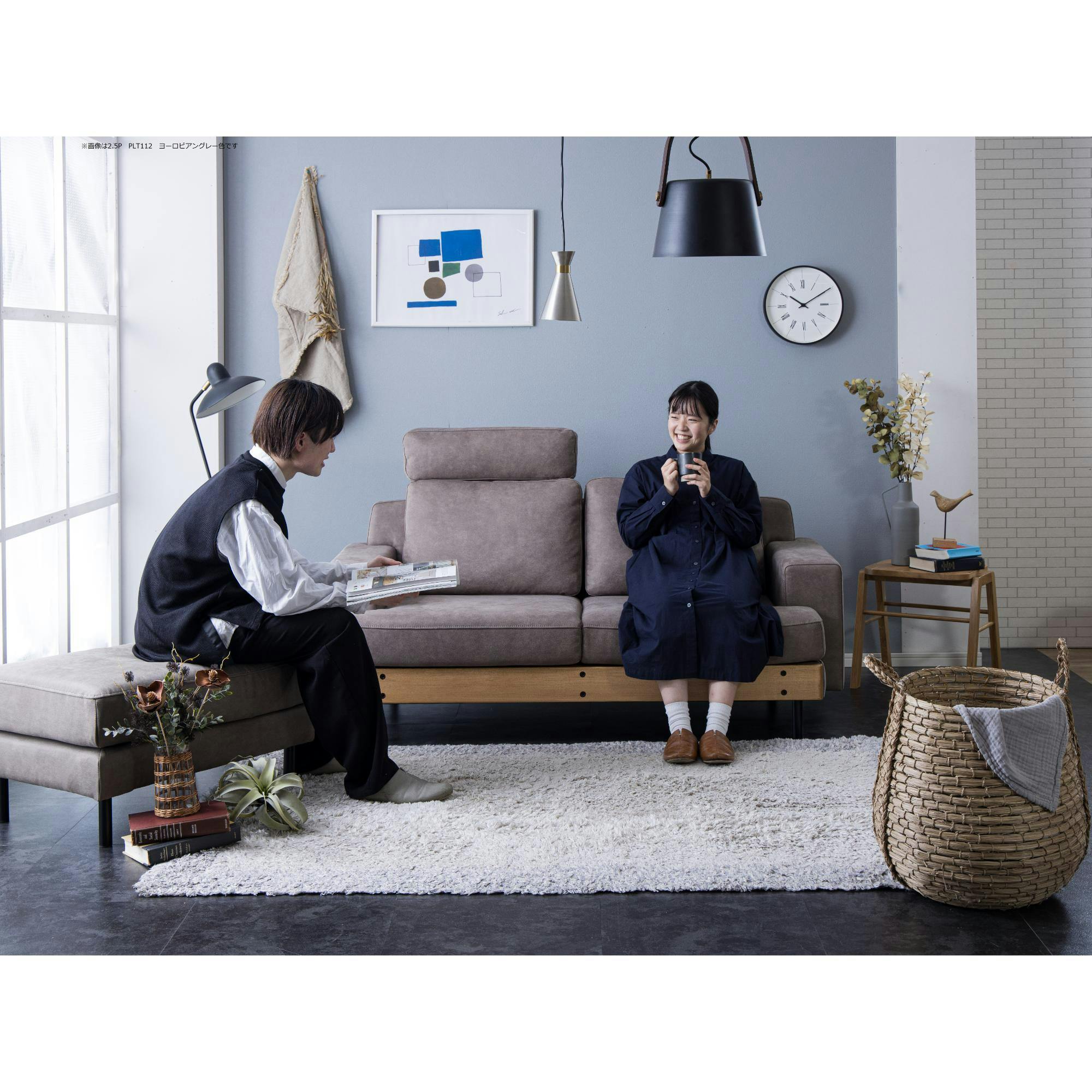 nora. ソファー バスク PLT112 ヨーロピアンGY 2人掛け ソファ 二人