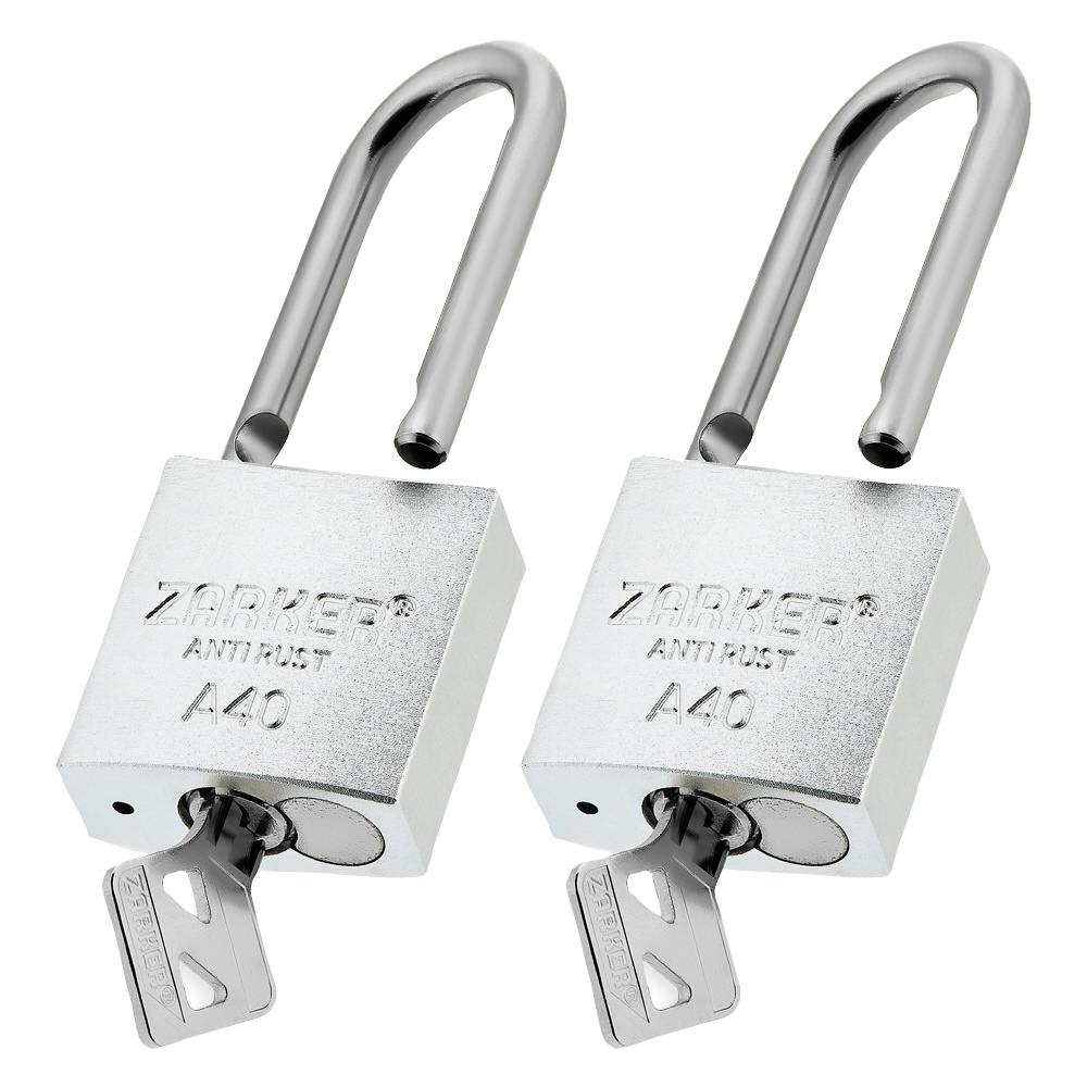 ザーカー キー式 防錆南京錠 ツル径6.3mm シルバー A40-S 防犯ロック