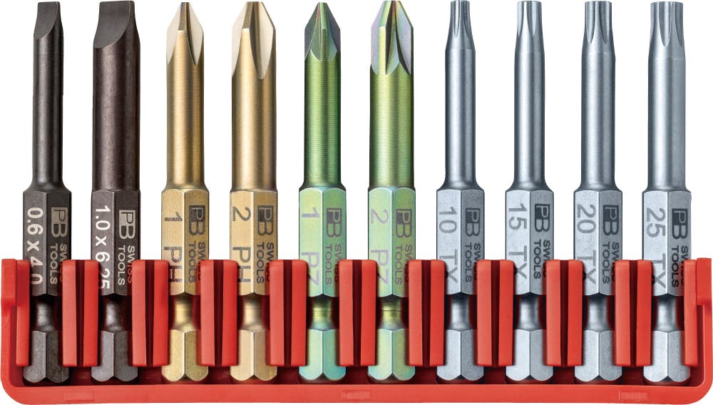 ピービースイスツールズ 10点入 1/4HEX 段付 ビットセット ビット
