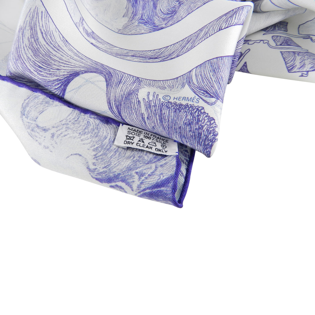 Hermes Purple and White Brides de Gala en Finesse 90cm Silk Scarf