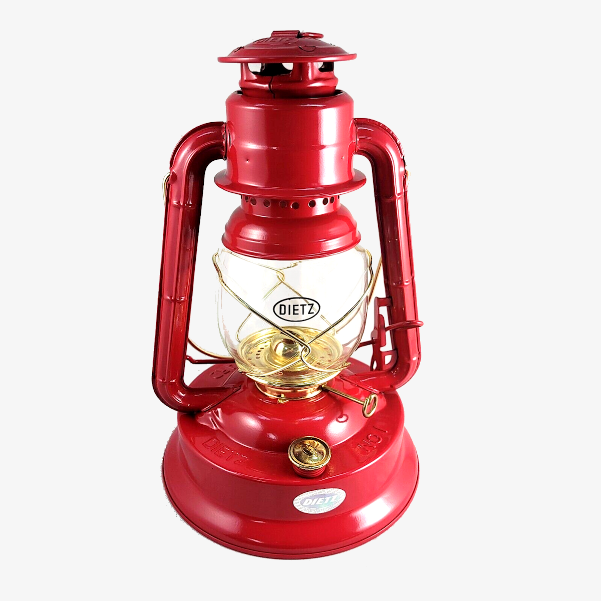 Dietz #1 Lil Wizard Hurricane Lantern Red with Gold Trim