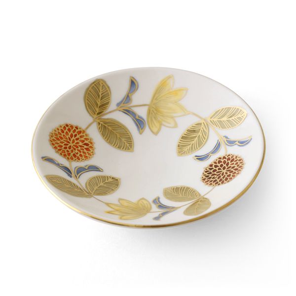 Studio Karakusa/花つなぎ文豆皿 -繊細で美しい花模様の金彩色絵の豆皿