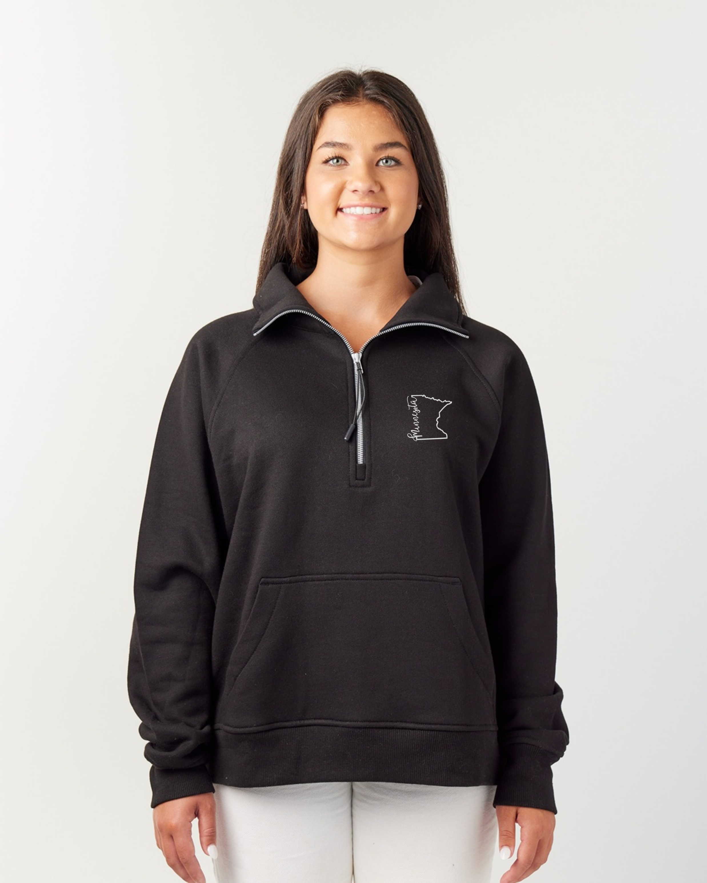 MN is home Enza Ladies Boxy 1/2 Zip Fleece (Side Script MN Logo